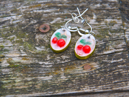 Cherry Resin Drop Earrings – Stainless Steel Hooks - J & I Vision