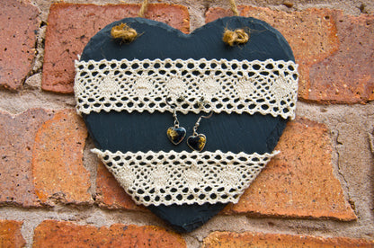 Black & Gold Glitter Heart Resin Earrings – Stainless Steel Hooks - J & I Vision