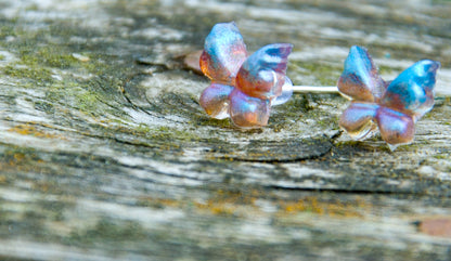 Blue & Pink Butterfly Resin Stud Earrings - J & I Vision