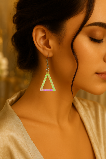 Holographic Glow-in-the-Dark Triangle Resin Earrings - J & I Vision