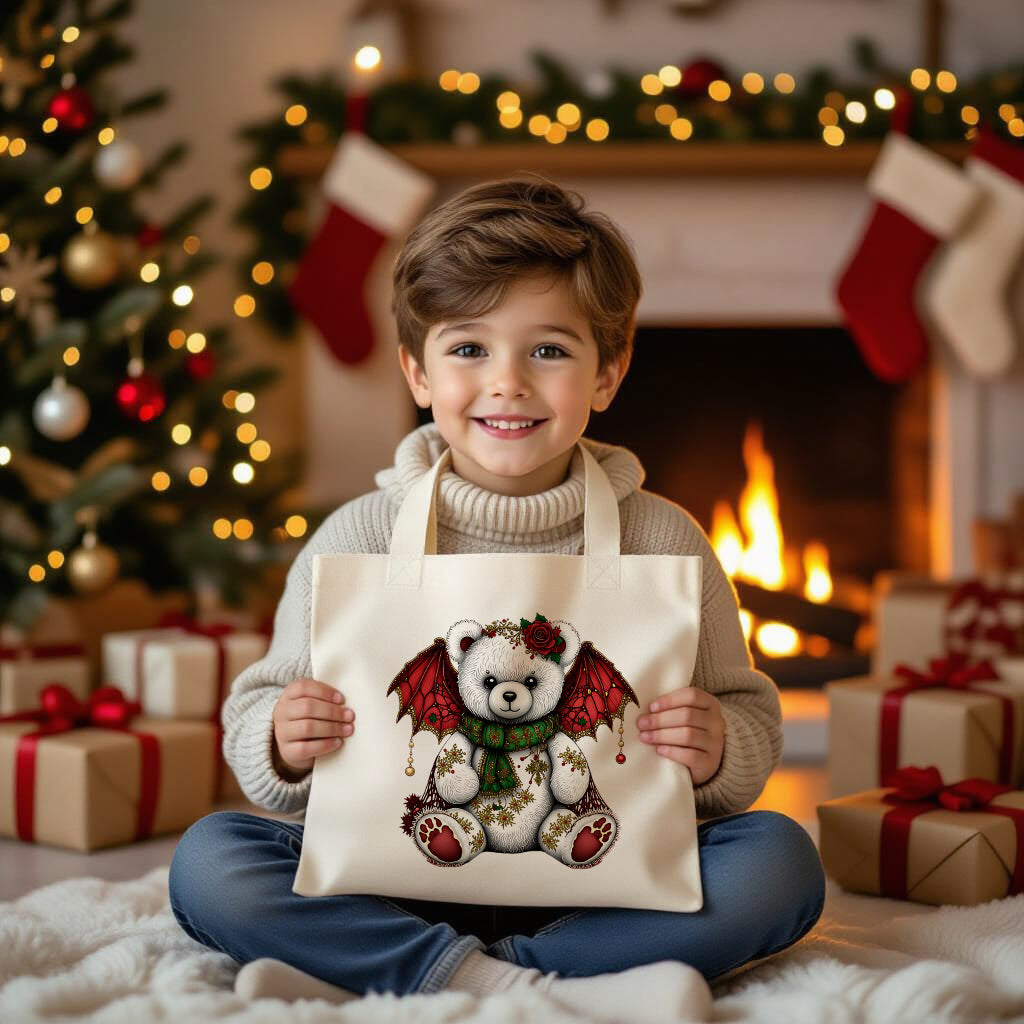 Fluffy Gothic Christmas Teddy Bear Collection – T-Shirt Tile & Tote Bag - Tote bag / Teddy 5 - T-shirt