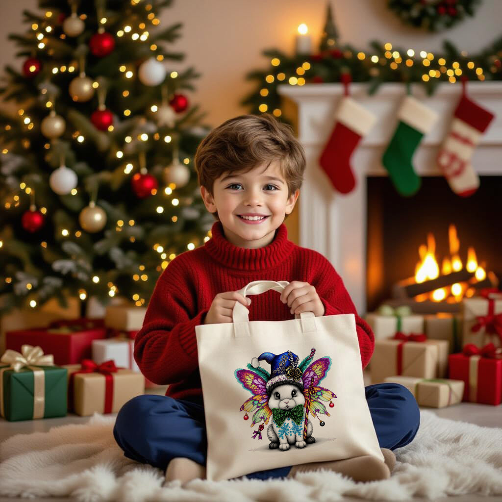Fluffy Gothic Christmas Bunny Collection – T-Shirt Tile & Tote Bag - Tote bag / Bunny 5 - T-shirt