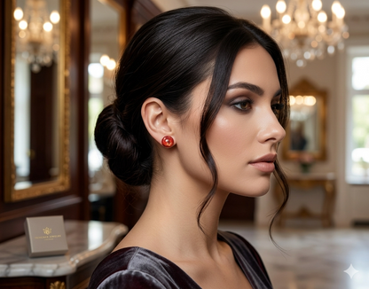 Red Shimmer Resin Stud Earrings - J & I Vision
