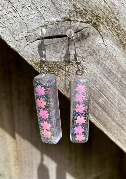 Iridescent Pastel Star Glitter Rectangle Bar Drop Earrings - J & I Vision