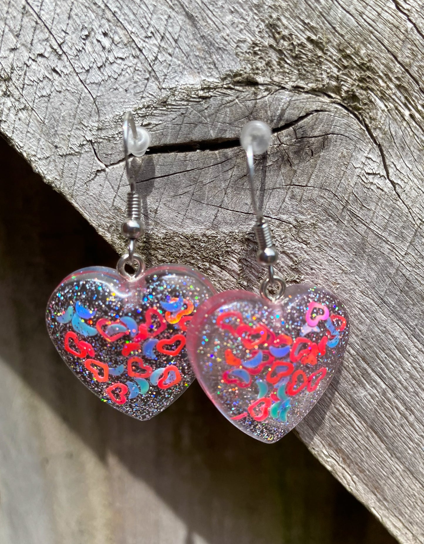 Heart Confetti Glitter Heart Drop Earrings Medium
