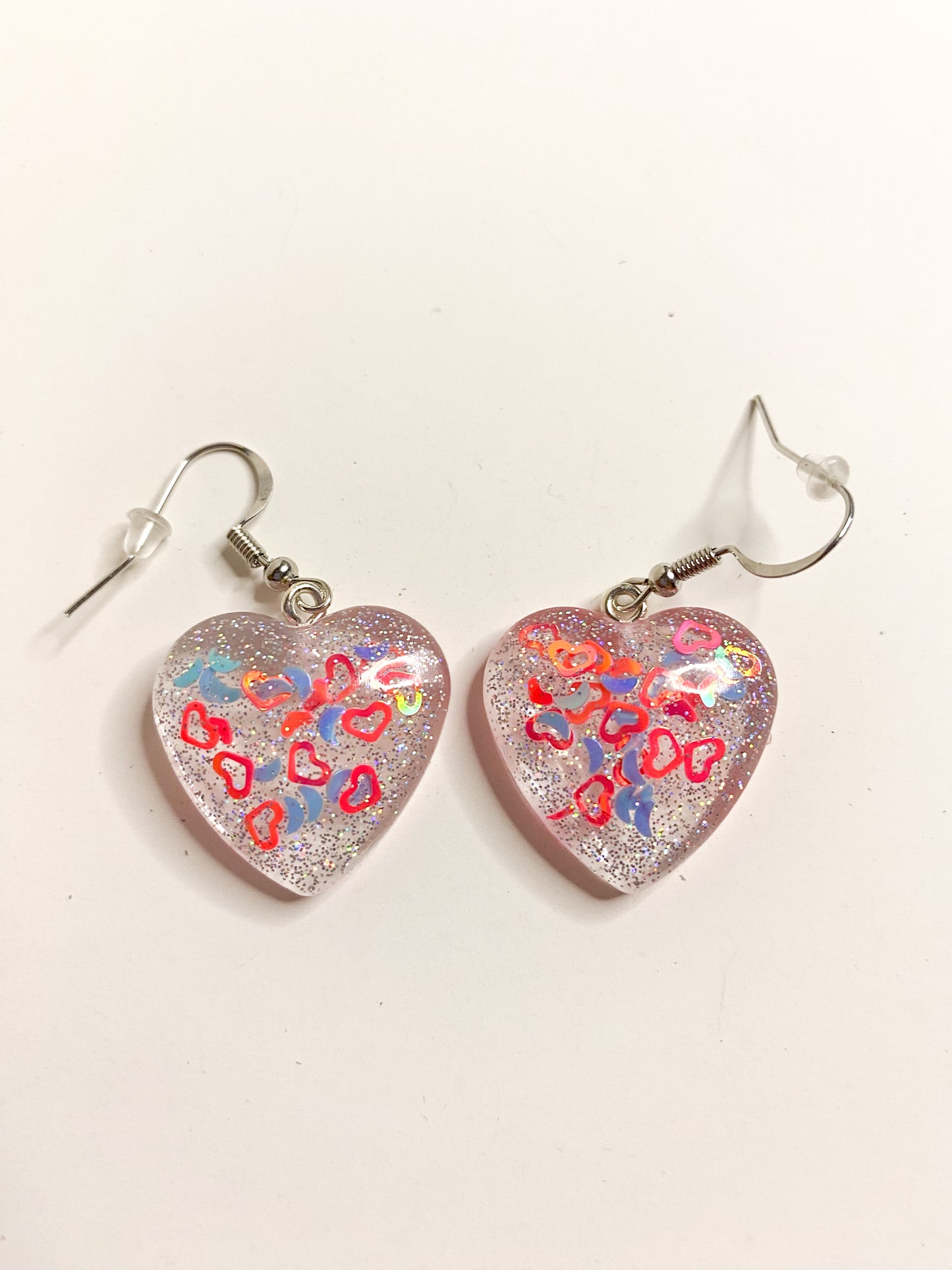 Heart Confetti Glitter Heart Drop Earrings Medium