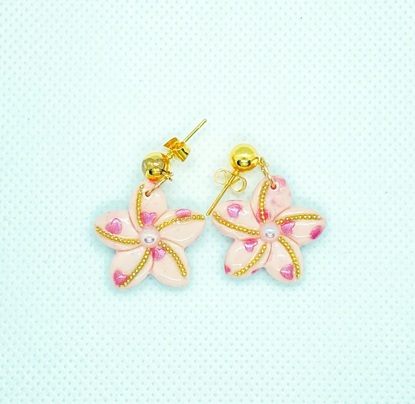 Pink Blossom Flower Dangle Earrings