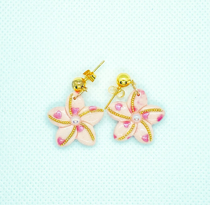 Pink Blossom Flower Dangle Earrings - J & I Vision