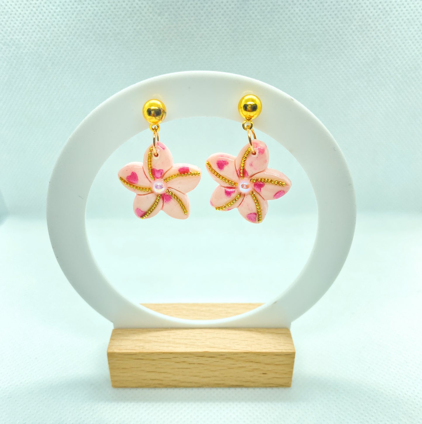 Pink Blossom Flower Dangle Earrings