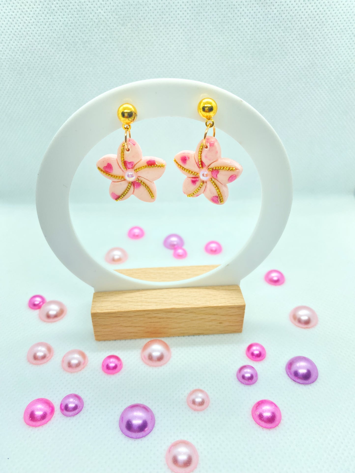 Pink Blossom Flower Dangle Earrings