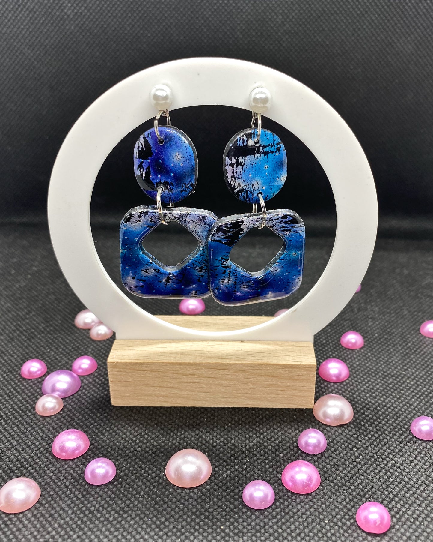 Blue Square Clay Earrings