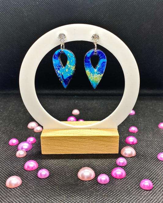 Ocean Teardrop Clay Earrings