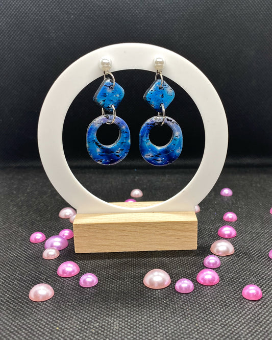 Electric Blue Metallic Clay Earrings