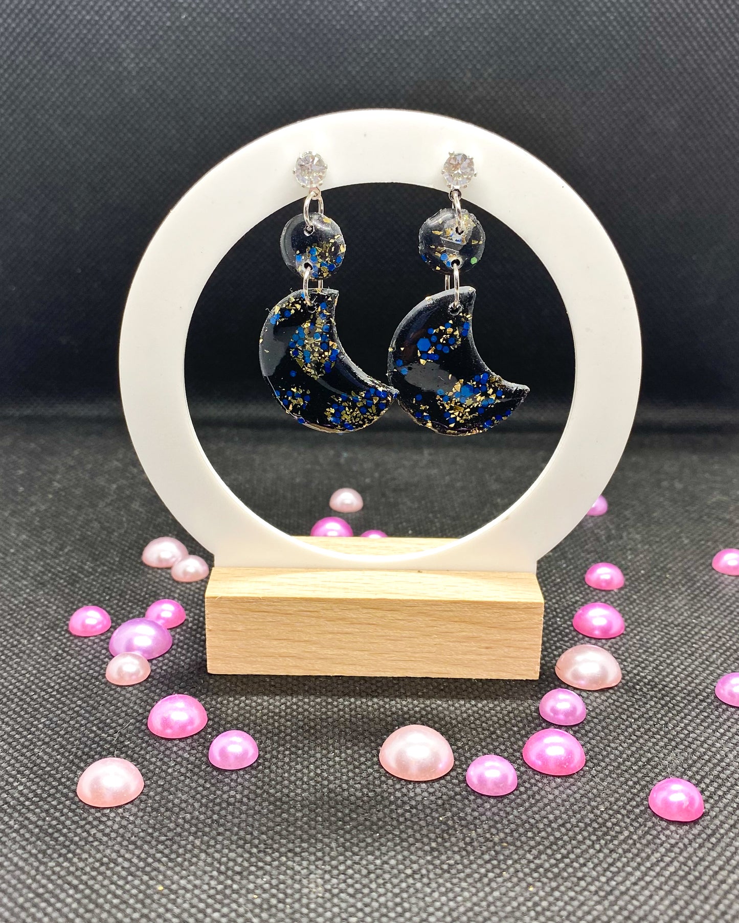 Midnight Moon Clay Earrings