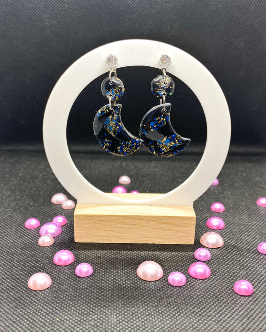 Midnight Moon Clay Earrings