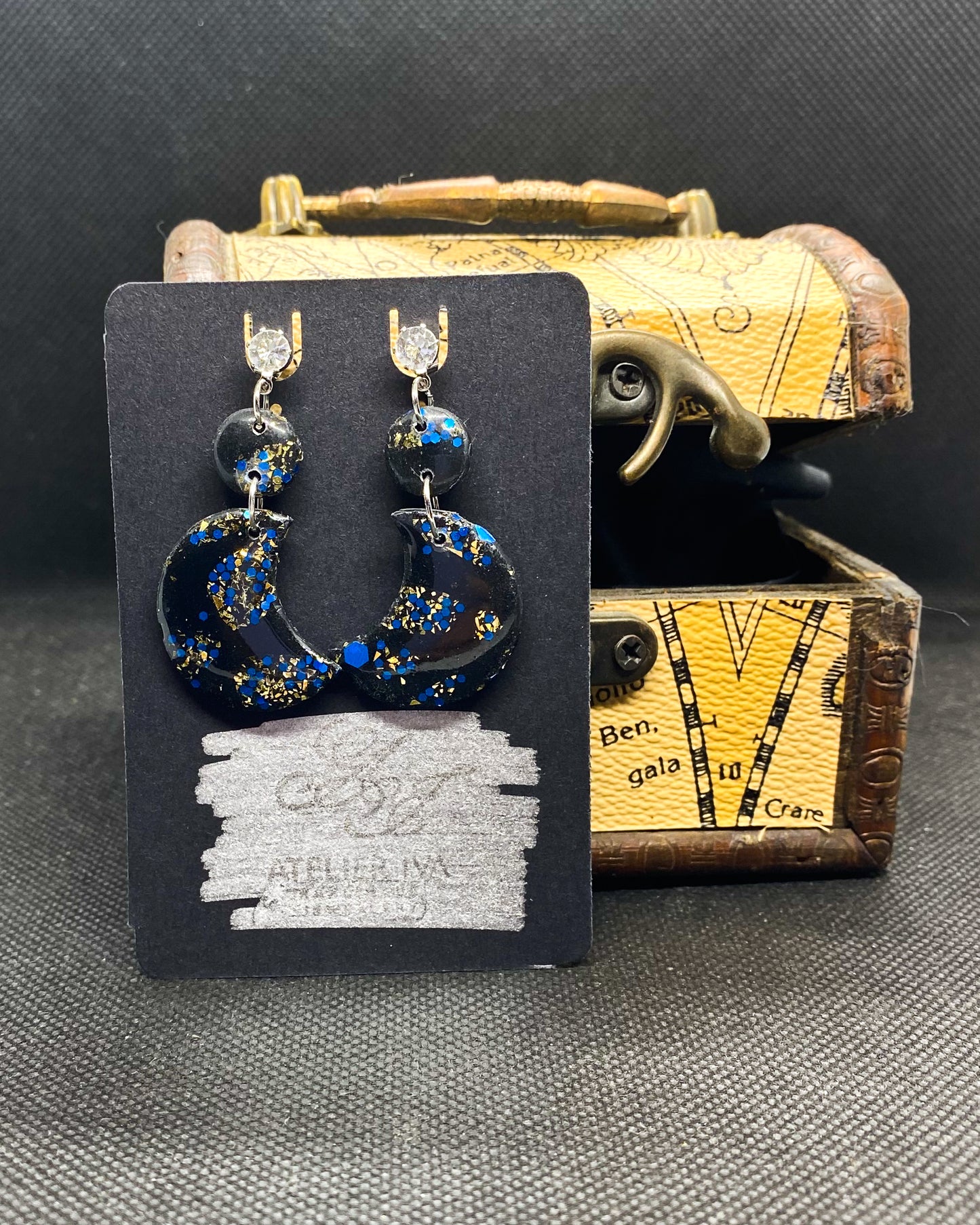 Midnight Moon Clay Earrings