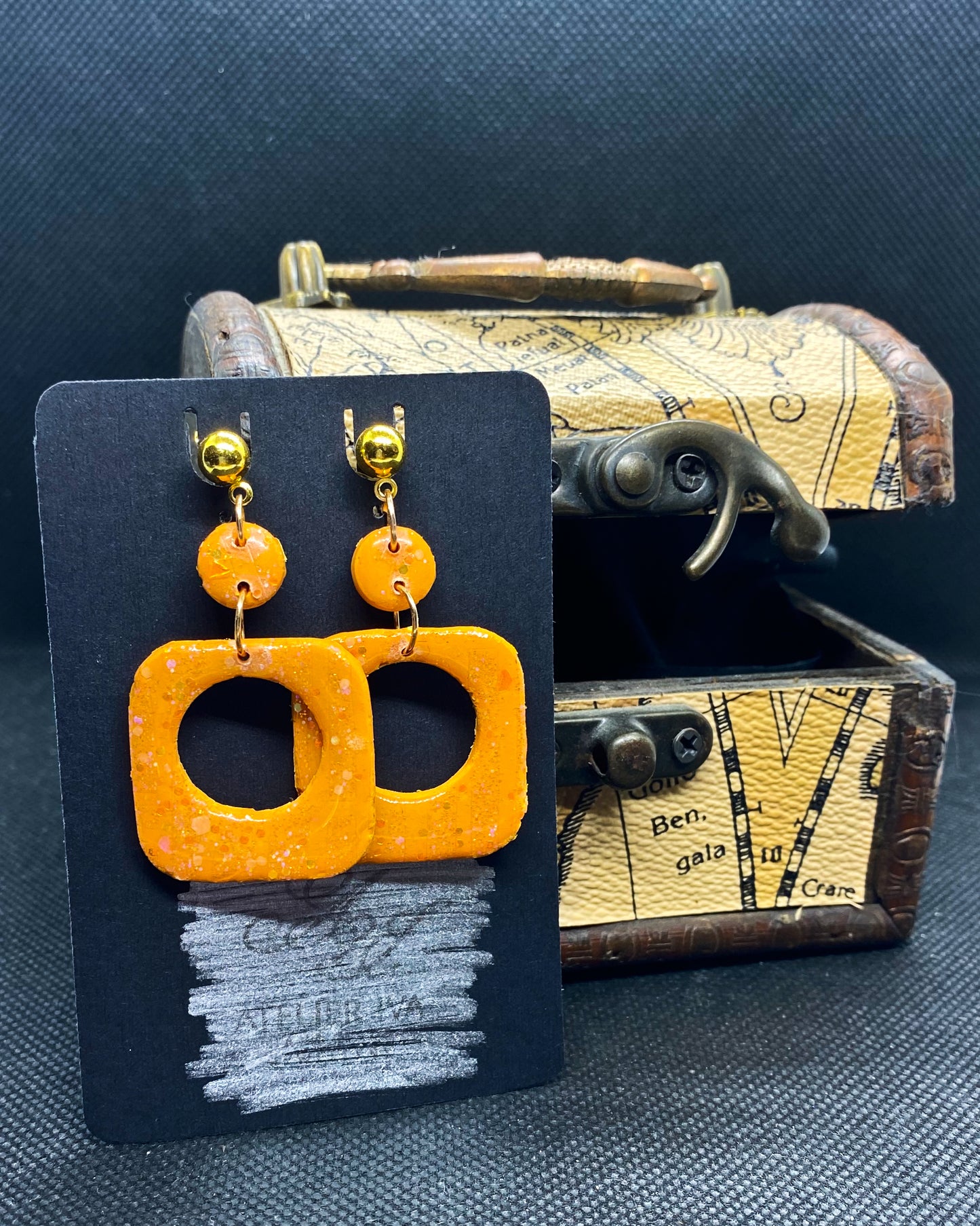 Orange Shimmer Clay Earrings