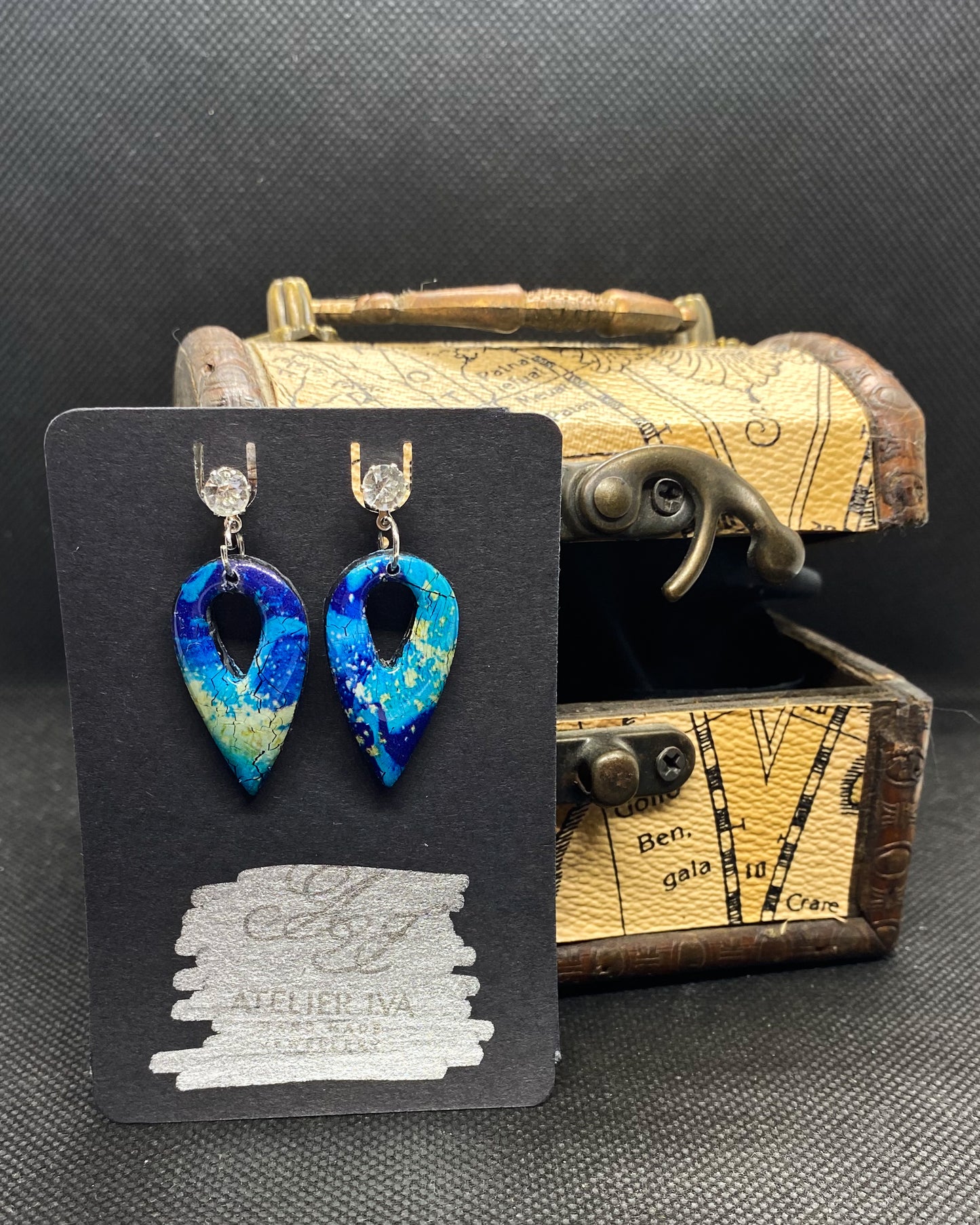 Ocean Teardrop Clay Earrings