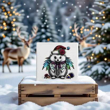 Fluffy Gothic Christmas Hedgehog Collection – T-Shirt, Tile & Tote Bag