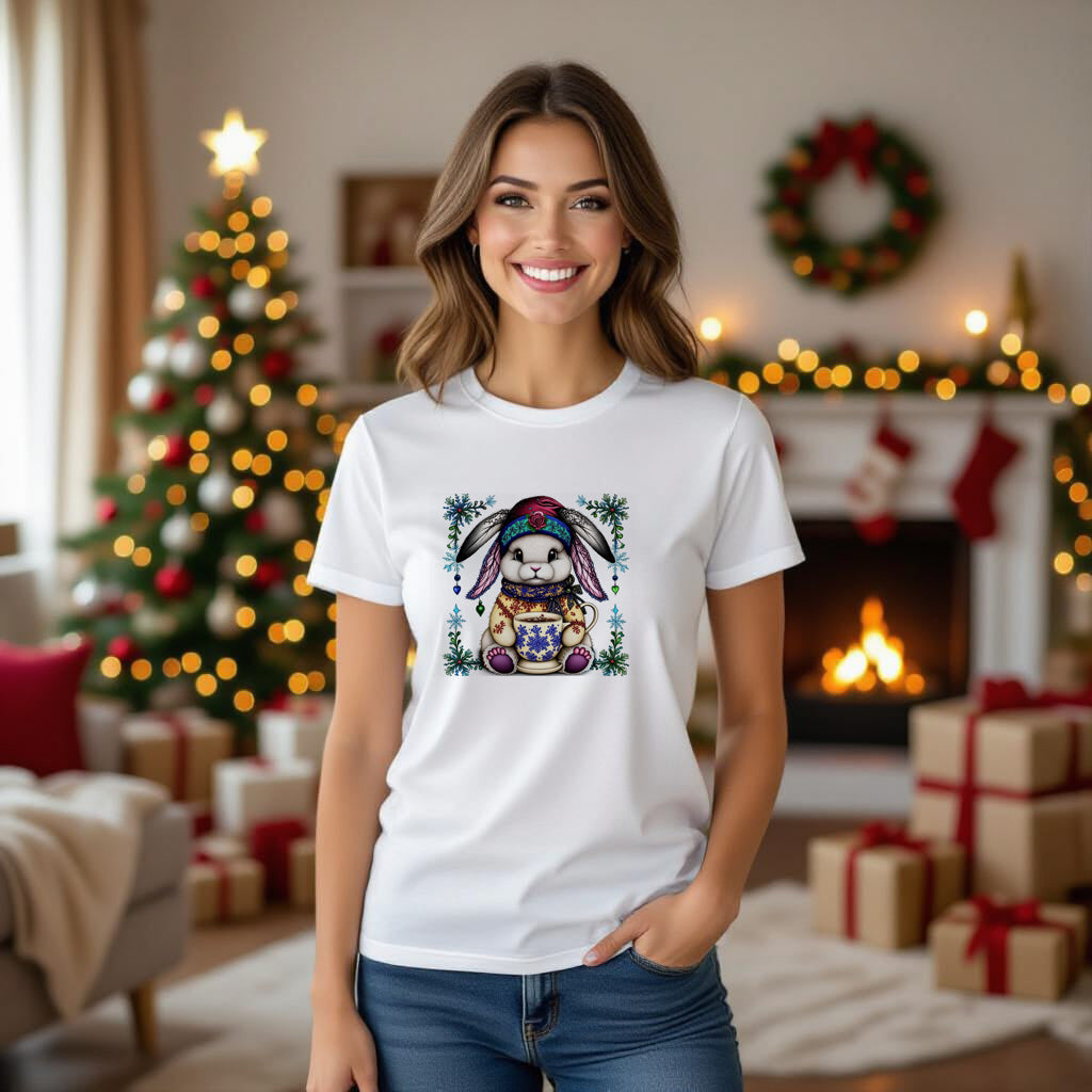 Fluffy Gothic Christmas Bunny Collection – T-Shirt Tile & Tote Bag - T-shirt / Bunny 4 - T-shirt