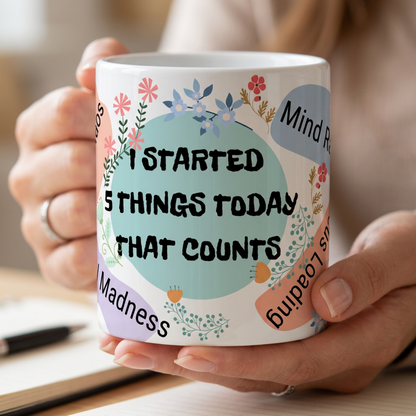 ADHD Mental Health Support Ceramic Mug – Neurodivergent Gift | 250ml Glossy Coffee Cup - J & I Vision