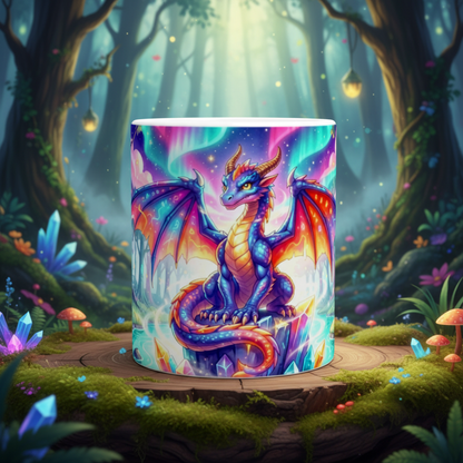 Majestic Fantasy Dragon Ceramic Mug – Dragon Lover Gift | 250ml Glossy White Coffee Cup - J & I Vision