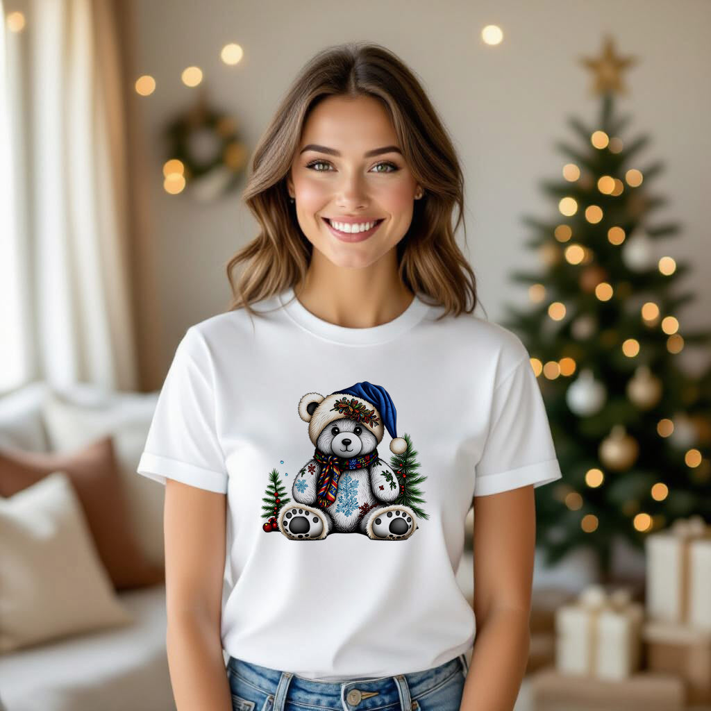 Fluffy Gothic Christmas Teddy Bear Collection – T-Shirt Tile & Tote Bag - T-shirt / Teddy 2 - T-shirt