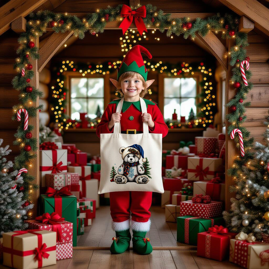 Fluffy Gothic Christmas Teddy Bear Collection – T-Shirt Tile & Tote Bag - Tote bag / Teddy 2 - T-shirt
