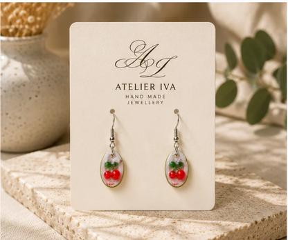 Cherry Resin Drop Earrings – Stainless Steel Hooks - J & I Vision