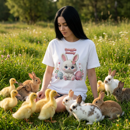 Easter Bunny Snuggle T-Shirt – Cute Easter Outfit Tee | Classic Fit Cotton Shirt UK - J & I Vision