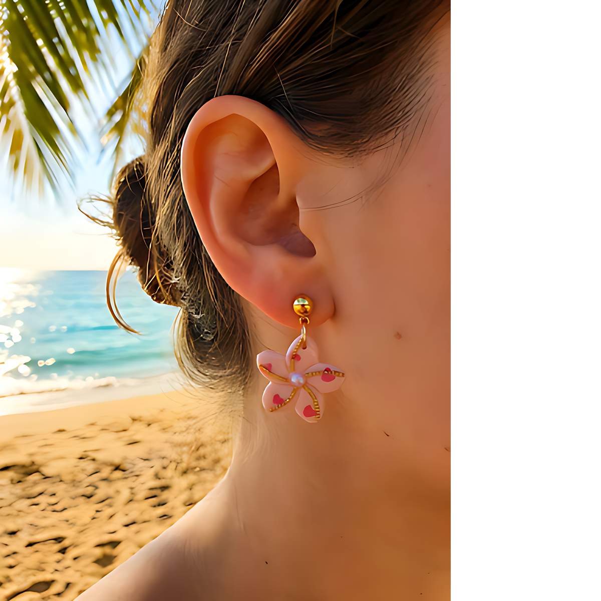 Pink Blossom Flower Dangle Earrings