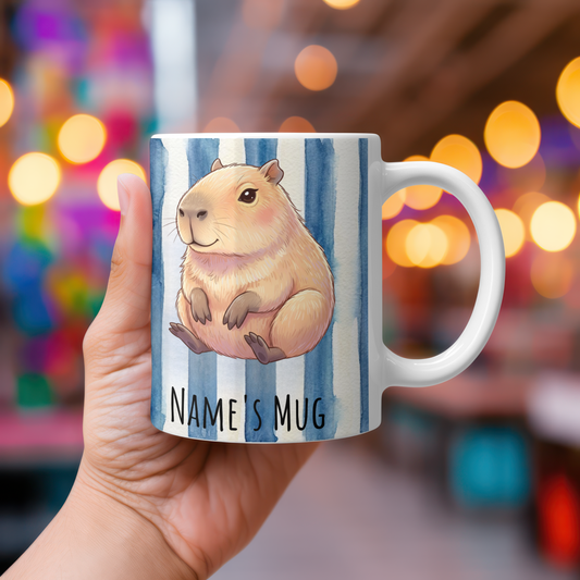 Personalised Capybara Name Mug - hand holding mug