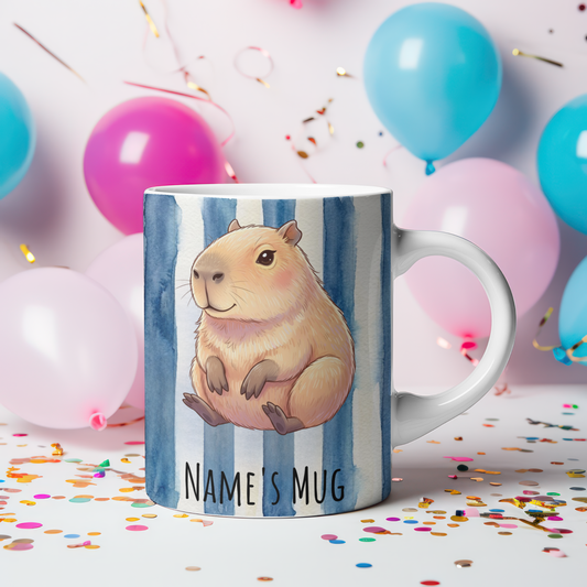 Personalised Capybara Name Mug - party balloons background