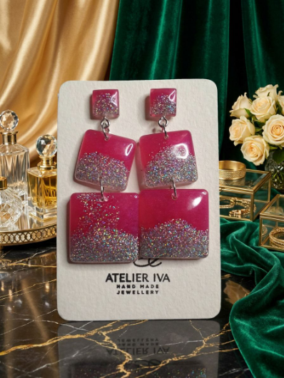Summer Glitter Resin Dangle Earrings