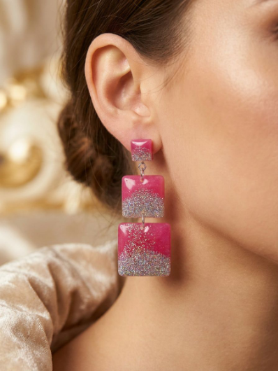 Summer Glitter Resin Dangle Earrings - J & I Vision