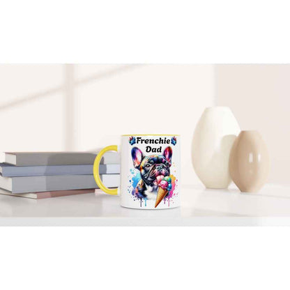 Frenchie Dad Ceramic Mug – French Bulldog Licking Ice Cream | Funny Gift for Frenchie Dads