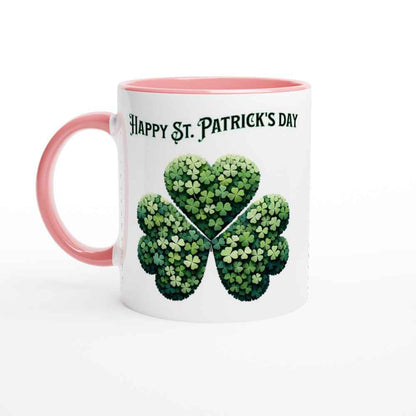 Happy St Patrick's Day Mug - Shamrock Design - Ceramic 250ml Coffee - Tea Cup - Dishwasher & Microwave Safe