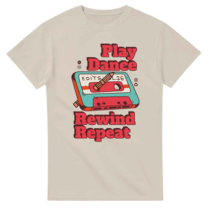 Retro Music Lovers T-Shirt - Play Dance Rewind Repeat - Vintage Audio Tee Funny cotton
