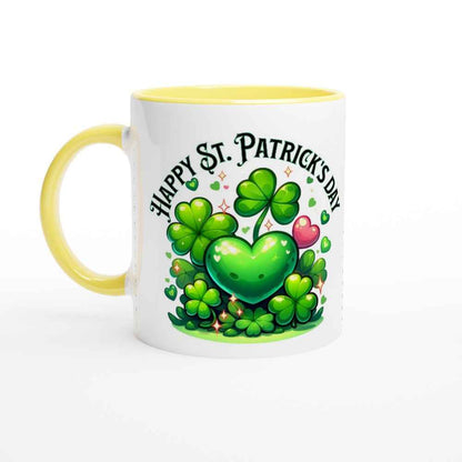 Happy St Patrick's Day Mug - Shamrock Design - Ceramic 250ml Coffee - Tea Cup - Dishwasher & Microwave Safe