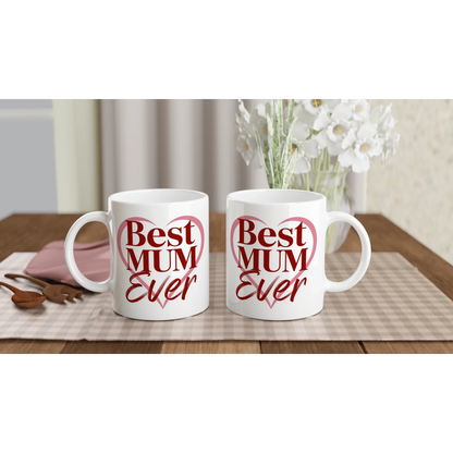 Best Mum Ever Mug – Mother’s Day Gift for Mum – 250ml White Ceramic Heart Mug UK