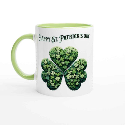 Happy St Patrick's Day Mug - Shamrock Design - Ceramic 250ml Coffee - Tea Cup - Dishwasher & Microwave Safe