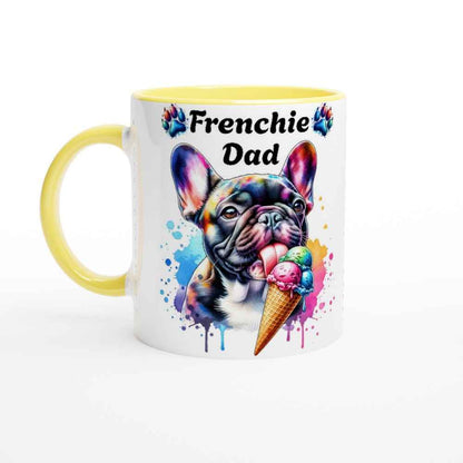 Frenchie Dad Ceramic Mug – French Bulldog Licking Ice Cream | Funny Gift for Frenchie Dads