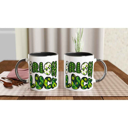 White  Irish luck 250ml Ceramic Mug with Colour Inside