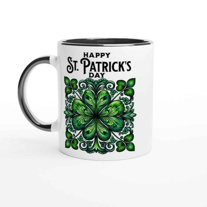Happy St Patrick's Day Mug - Shamrock for luck - Ceramic 250ml Coffee - Tea Cup - Dishwasher & Microwave Safe Irish celebration