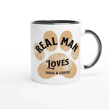 Real Men Love Dogs & Coffee 250ml Ceramic Mug – Funny Gift for Dog Dads & Coffee Lovers