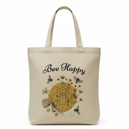 Bee Happy Wildflower Cotton Tote Bag – Eco-Friendly Bee Lover Gift | Reusable Shopping Bag - J & I Vision