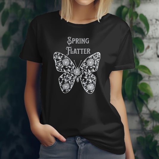 Cute Butterfly T-Shirt in lace style | Stylish 100% Cotton Tee | Casual Everyday Wear - T-shirt