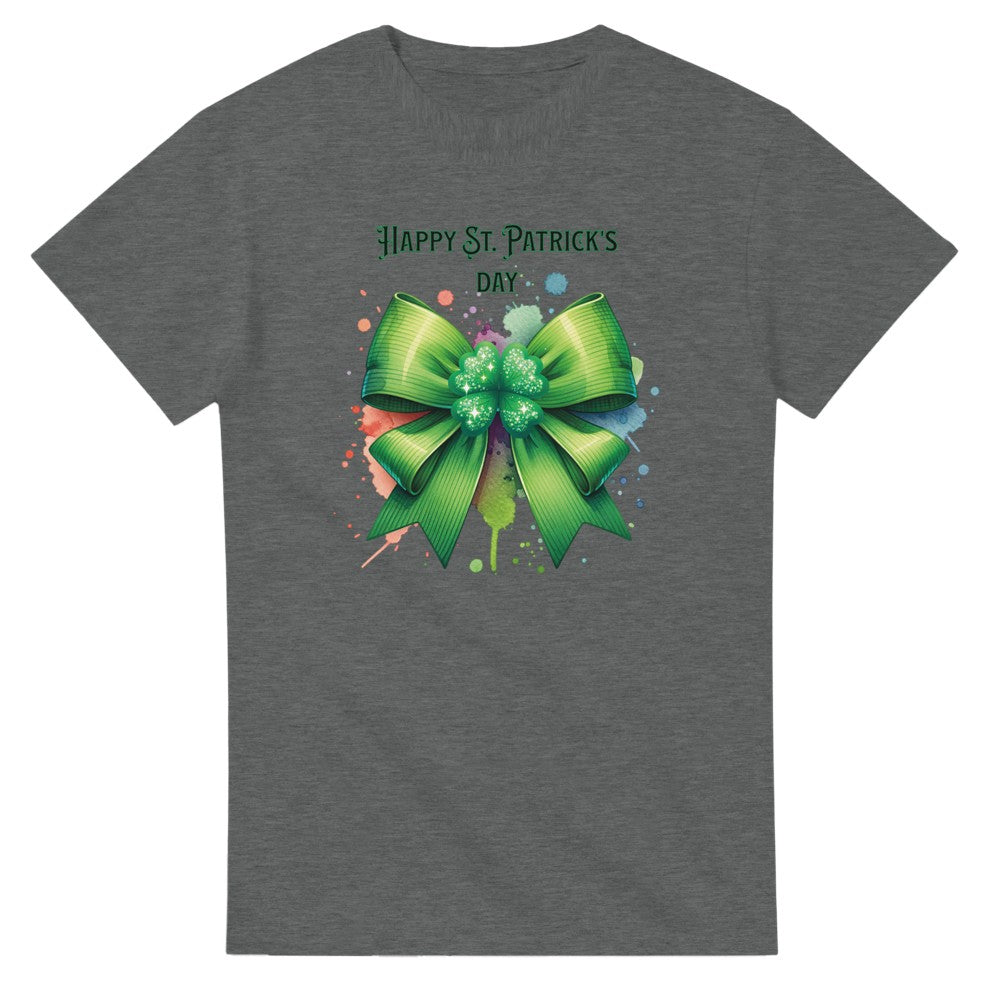 Unisex St Patrick’s Day Shamrock and Bow T-Shirt | Lucky Clover Tee | Perfect Gift - Graphite Heather / S - T-shirt