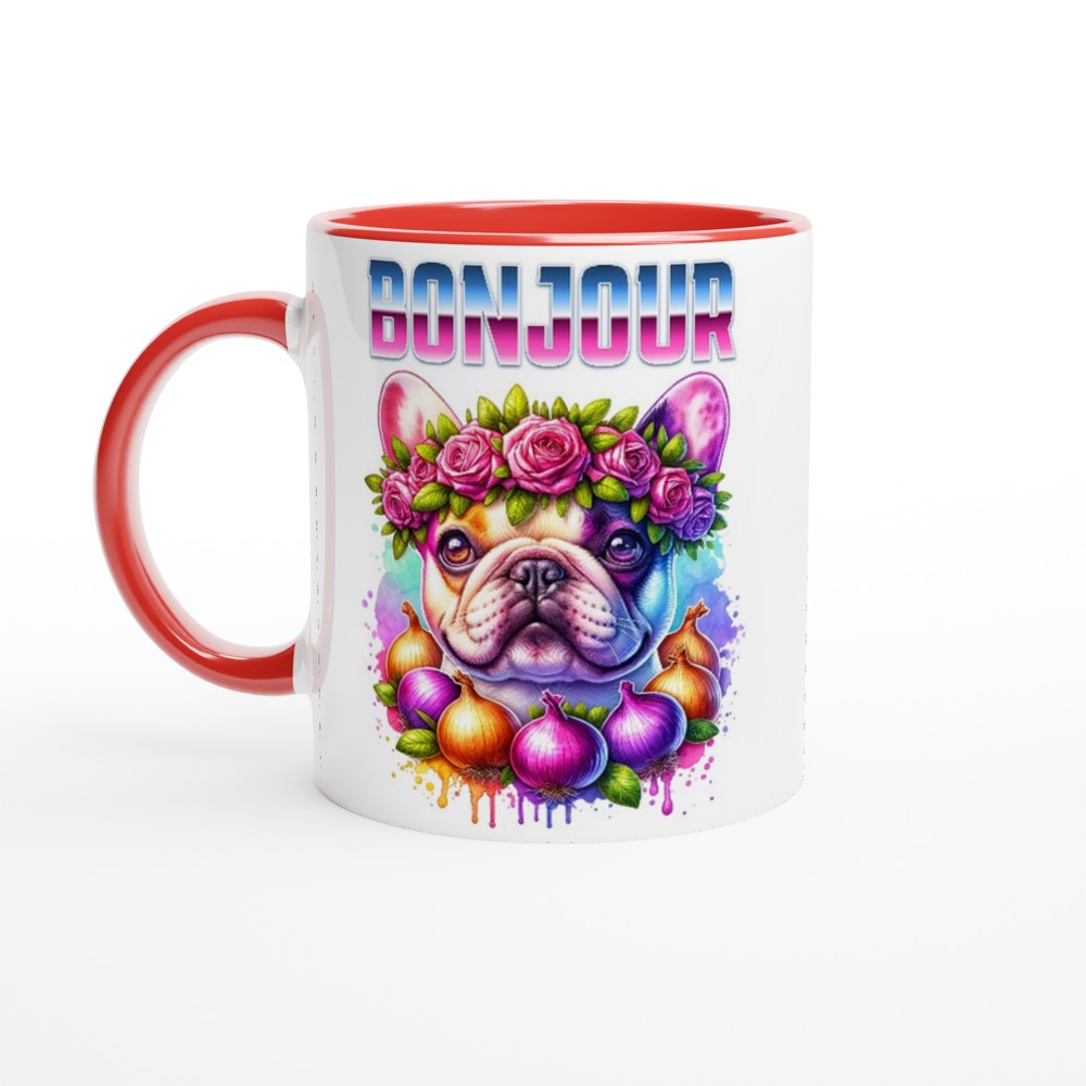 French Bulldog Floral 250ml colourful ceramic mug - Ceramic Red - Print Material