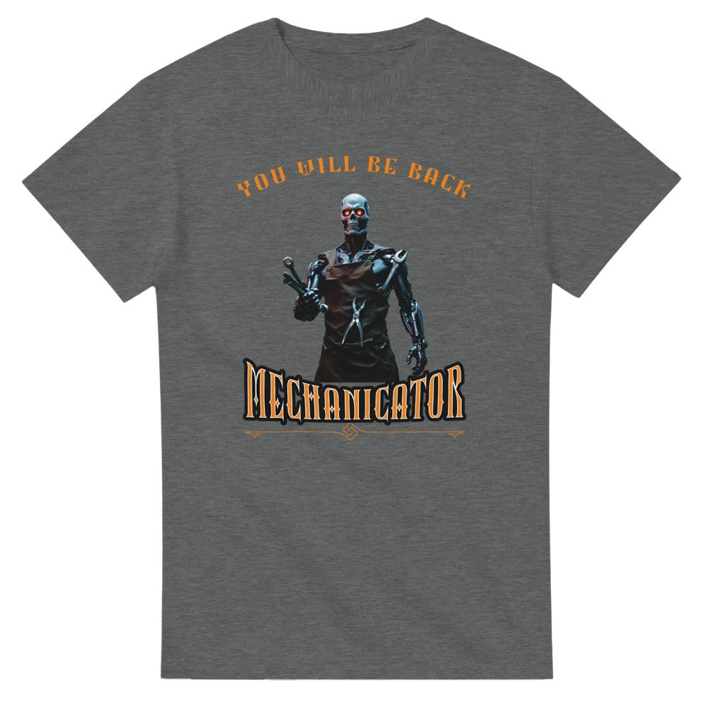 Funny Mechanic Terminator cotton T-shirt Gift for dad partner grandad - Graphite Heather / S - Print Material
